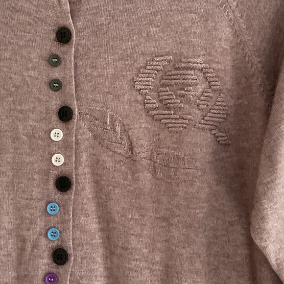 NWOT Cashmere Beige Embroidered Bottom Down 3/4 Sleeves Woman Sweater Size XL - Picture 6 of 11